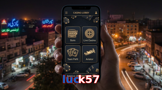 Main screen of Luck57 app page for PK players